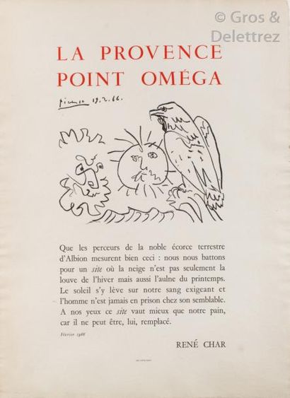 null PICASSO] René CHAR.

Le point Oméga.

1965, in-16 oblong broché avec le poème...