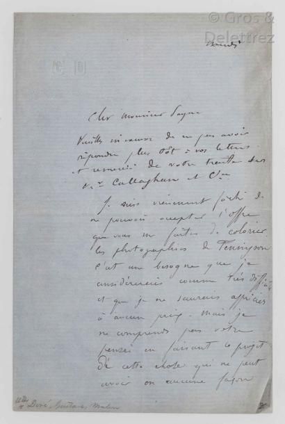 null Gustave DORE (1832-1883) Peintre et illustrateur.

Lettre autographe signée...