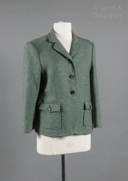 MIU MIU Veste en tweed dans les tons vert, col cranté, simple boutonnage, manches...