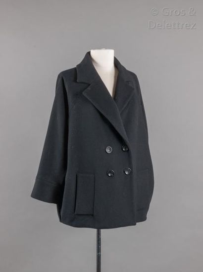 Diane von FURSTENBERG Veste caban en laine et cachemire noire, important col châle...