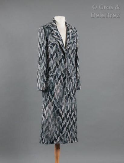 MISSONI Manteau en maille de laine façonnée à motifs de rayures dans les tons noirs,...