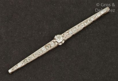 null Broche barrette en platine entièrement sertie de diamants de taille ancienne...