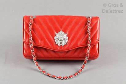 CHANEL Collection Prêt-à-porter Printemps/Été 2011 Rare sac 25cm en cuir agneau rouge...