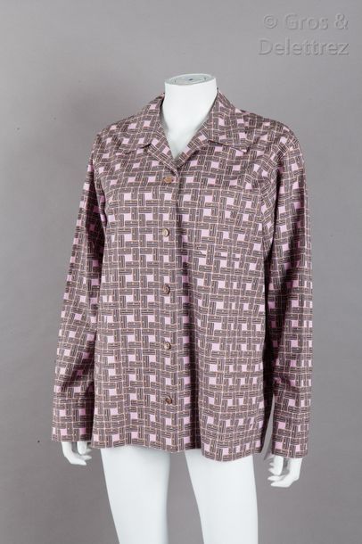 LOUIS VUITTON Chemise droite d’inspiration pyjama d’Homme en popeline de coton parme...