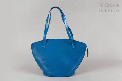 LOUIS VUITTON Sac «?Saint Jacques GM?» 26cm en cuir épi bleu de Tolède, fermeture...