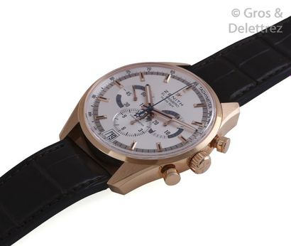 ZENITH EL PRIMERO - ref 18,2040,400 vers 2010 Grand chronographe bracelet en or rose....