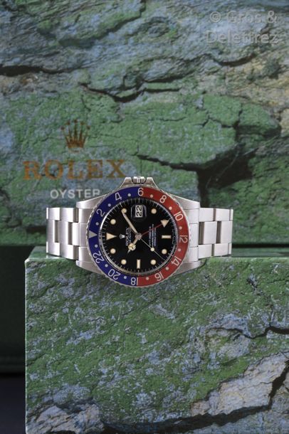 ROLEX GMT-MASTER dite «Pespi» Ref 16750 n° 8466756 vers 1984 Rare et belle montre...