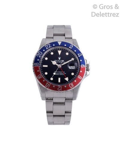 ROLEX GMT-MASTER dite «Pespi» Ref 16750 n° 8466756 vers 1984 Rare et belle montre...