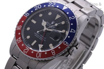 ROLEX GMT-MASTER dite «Pespi» Ref 16750 n° 8466756 vers 1984 Rare et belle montre...