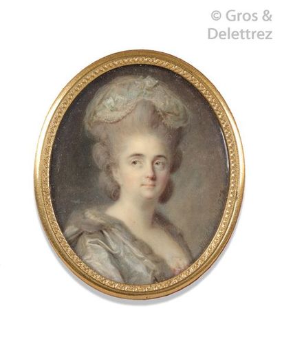 Antoine VESTIER (1740-1824) Portrait de Madame Vestier.	

Miniature ovale à la gouache,...