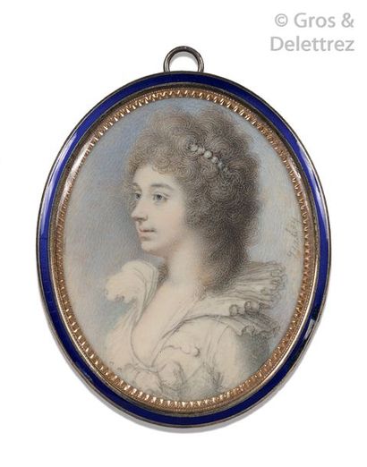 École Anglaise vers 1800, entourage de Richard COSWAY Portrait de jeune femme en...