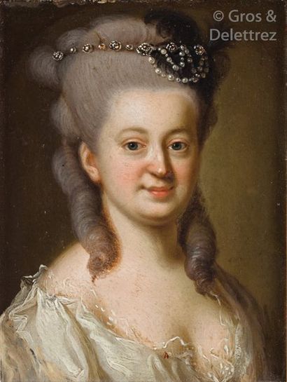 Anton HICKEL (1745-1798), École Autrichienne Madame Elisabeth. Grande miniature à...