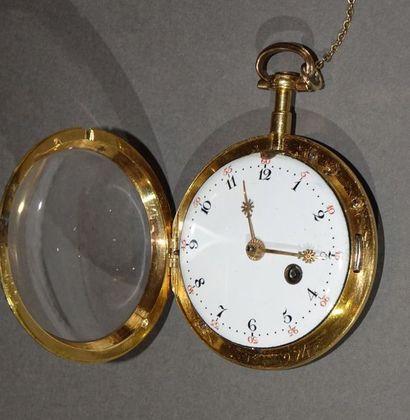 Robert TWYFORD Montre de poche en or, la lunette et le fond entourés de demi-perles,...