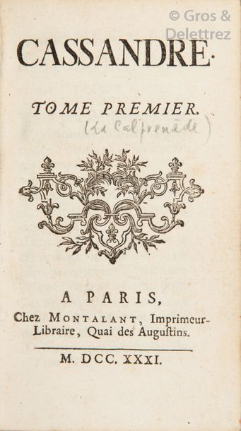 null Gautier de Coste de LA CALPRENEDE. Cassandre. Paris, Montalant, 1731, 10 volumes...