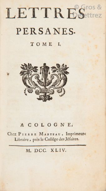 null Charles de Secondat Baron de MONTESQUIEU. Lettres Persanes. Cologne, Marteau,...