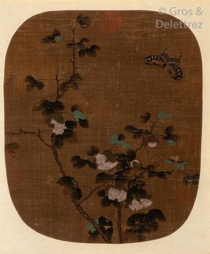 null Chine, début XXe siècle Peinture à l'encre et couleurs sur soie, représentant...