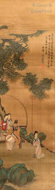 null Chine, fin XIXe-début XXe siècle 

Peinture en soie, encre et couleurs, représentant...