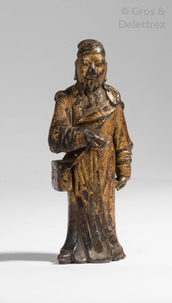 null Chine, fin de la période Ming, XVIIe siècle Statuette en bronze laqué, représentant...