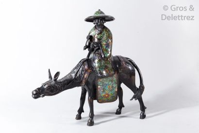 null Japon, fin XIXe siècle Sujet en bronze et émaux champlevés, représentant Toba...