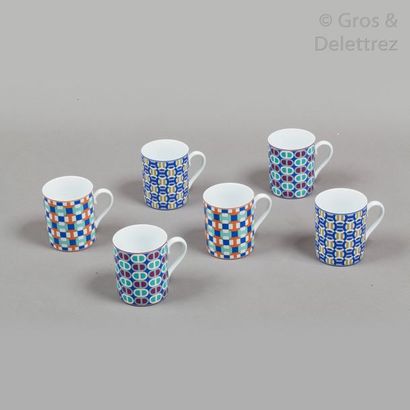 null HERMES Paris made in France

*Six mugs en porcelaine "Tie Set" (30cl).