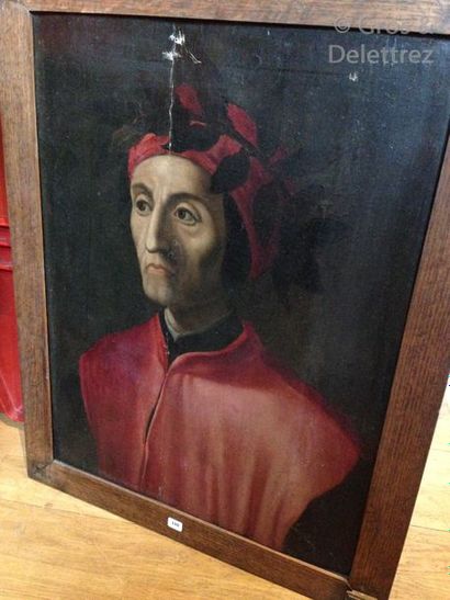 ECOLE ITALIENNE DU XVIIème SIECLE – Portrait de Dante Alighieri. Panneau de noyer...