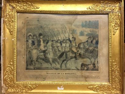 de BECQUET Lithographie en couleur par de BECQUET : Bataille de la Moskowa. 23 x...