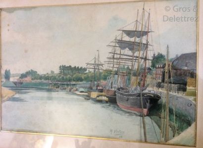 Raoul VATAN (1884-1952) Le Port – Aquarelle, signée et datée (19)12, en bas à droite....