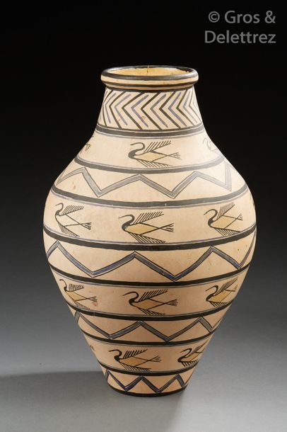 Jean VAN DONGEN (1883-1970) Important vase de forme balustre en céramique à décor...