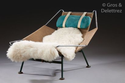 HANS J.WEGNER (1914-2007) Rare fauteuil modèle «?Flag Halyard n° GE225?» à armature...