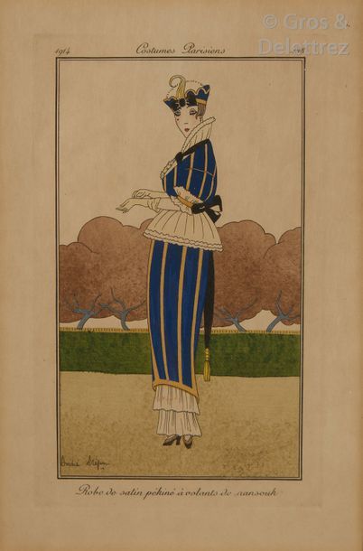 null Suite de sept gravures en polychromie tirées d’après les costumes Parisiens...