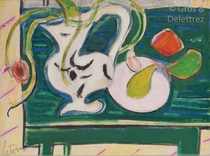 Louis LATAPIE (1891-1972) Nature morte au pichet Gouache sur papier. Signée en bas...