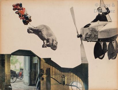 Endre BALINT (1914-1986) Hasoulet, 1959 Collage. Signé, titré au dos et situé Paris...