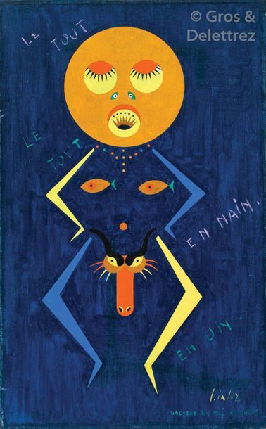 Yves LALOY (1920-1999) «?Le tout en nain le tout en un?», circa 1959 Huile sur toile,...