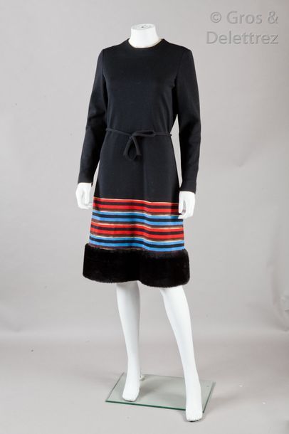 LANVIN Boutique par Jules François Crahay circa 1975 Robe longue en jersey de laine...