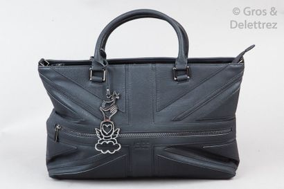 JC/DC par CASTELBAJAC Sac cabas «?Union Jack?» 45cm en simili cuir grainé noir, fermeture...