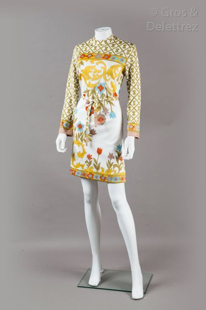 LEONARD, Anonyme Robe en jersey de soie imprimée d’un motif floral dans les tons...