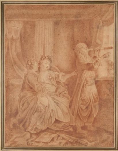 Copie de Jean Baptiste LEPRINCE (1734-1781) Scène galante en compagnie d'un astronome...