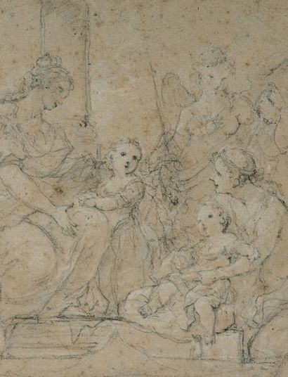 Charles NATOIRE (1700 - 1777) «La Jeunesse et la Vertu présentent les deux princesses...