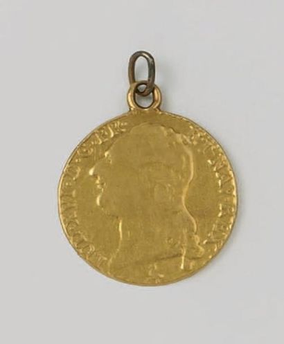 null Double Louis d'or aux écus accolés Atelier Paris (A) 1787 Monté en médaille...