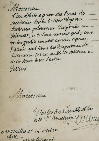 Jean Baptiste COLBERT (1619-1683) Contrôleur général des finances de France Lettre...