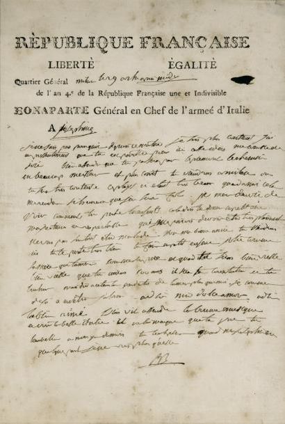 null Lettre de Napoléon Bonaparte à Joséphine Lettre autographe signée NB, adressée...