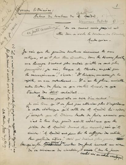 André GIDE (1869-1951) Écrivain français. Moeurs littéraires : Autour du tombeau...