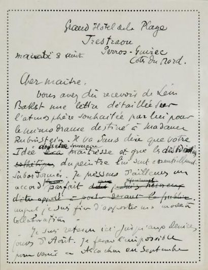 Gabriel ASTRUC (1864-1938) Journaliste et Directeur de théâtre B rouillon d'une lettre...