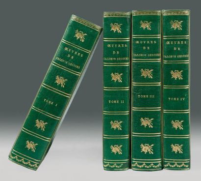 Salomon GESSNER Oeuvres Paris, Renouard, 1795, 4 volumes in-12 Reliure en plein maroquin...