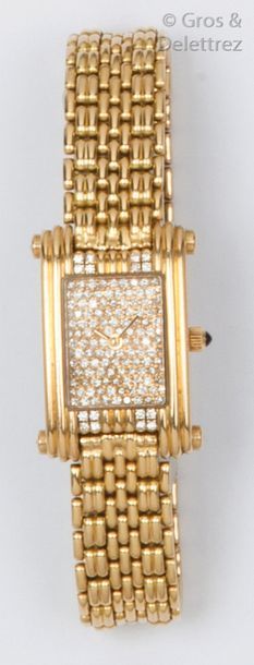 BOUCHERON «?Reflet?» - Bracelet-montre de dame en or jaune, boîtier rectangulaire,...