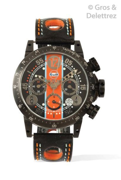 B.R.M T12- 44 Gulf Limited Edition 50 Pièces	

Chronographe bracelet en acier. Boîtier...