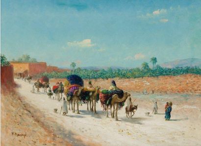 Vincent MANAGO (1880-1936) La Caravane Huile sur toile, signée en bas à gauche.64...