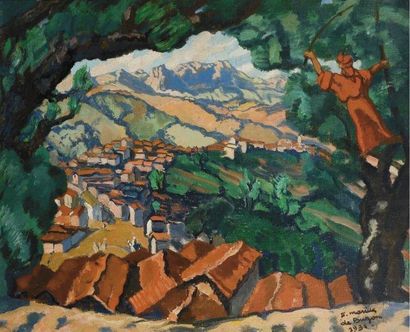 Marius de BUZON (1879-1958) Village algérien Huile sur toile, signée et datée : "...