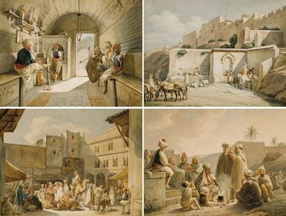 Friedrich Wilhelm MORITZ (1783-1855) Caravaneserail - Village dans la montagne -...