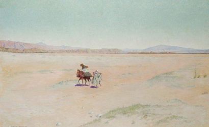 Charles James THERIAT (1860-1937) Le désert Huile sur toile, signée, située et datée...